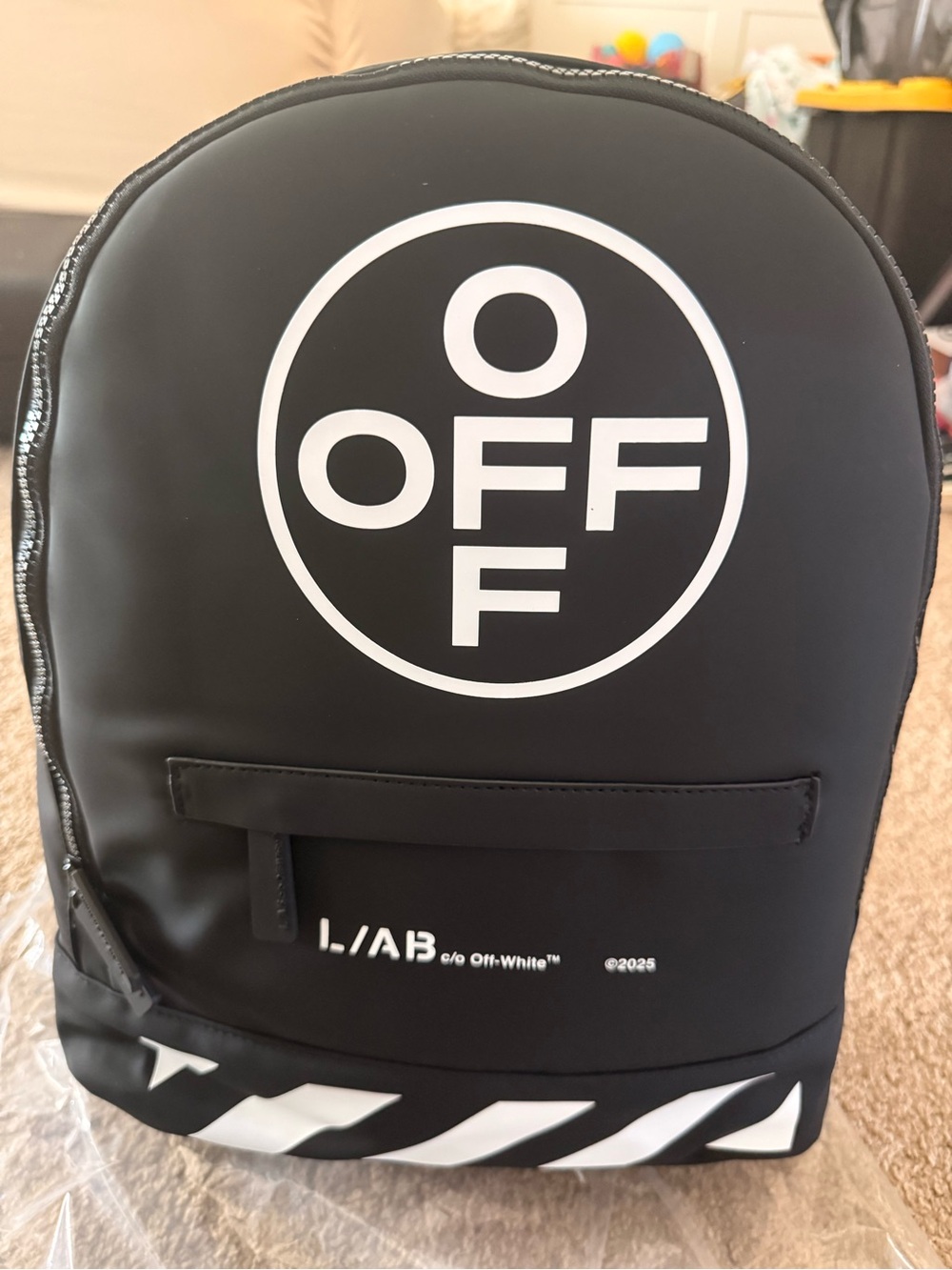 Off-White Black Backpack with White OFF Circle Logo